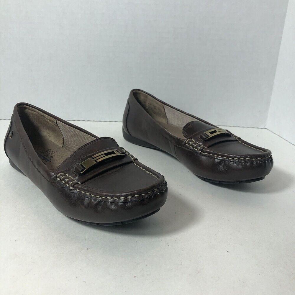 Life Stride Brown Leather Driving Moccasin Flats